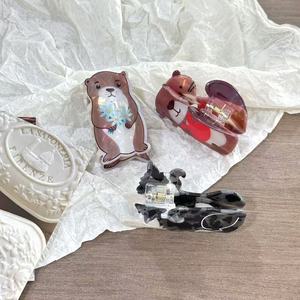 Clip de garra de Animal de dibujos animados lindo Beaver Sheepdog Personalidad Diversión Media cremallera Clip de garra de pelo Parte posterior de la cabeza Clip de tiburón despeinado - Product Image 2