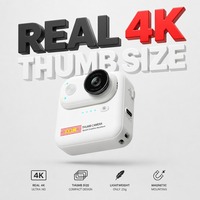 Kamera Aksi Smart Thumb 4K30fps 20MP Perekam Video Mini WiFi 6 Axis Gyro EIS Anti Goyang Magnetik Tipe C 256GB