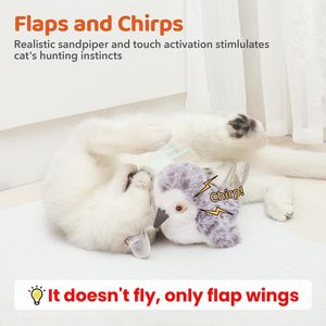 Jouets pour chats : Oiseau agitateur rechargeable à activation tactile, jouet interactif pour chatons, jouets d'exercice pour chats de toutes races, jouet à chatouiller pour chats, herbe à chat - Product Image 3
