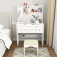 Meuble de rangement moderne à rabat avec coiffeuse intégrée, multifonctionnel pour chambre à coucher, petit appartement, table de maquillage de chevet