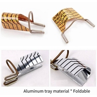 Supports d'ongles carrés français en aluminium (5 pièces) pour extensions d'ongles, dorés/argentés, amovibles, lavables et réutilisables