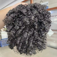 Chignon bouclé gris, postiche à clipser en cheveux brésiliens pour femmes, queue de cheval bouffante sel et poivre, fournisseur de cheveux populaires 120g