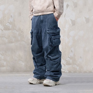 Pantalons de travail en denim ample personnalisés pour hommes de haute qualité, rétro, mi-lourds, Y2k, hip-hop, pantalons de travail d'hiver - Product Image 1