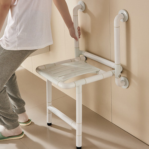 <b>Bathroom</b> Folding <b>Stool</b> Wall Mounted Non Slip Seat For Elderly Disabled Toilet Use 500kg Load Capacity Stainless Steel - Product Image 3