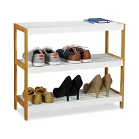 الحديثة بسيطة الأبيض اللون الفاخرة بذاتها 3 الطبقة المعيشة غرفة فاترينة عرض أحذية المصنعين رف ، الخيزران الأحذية عرض الرف