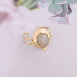 Europa y los Estados Unidos transfronterizos nueva piedra <span class=keywords><strong>natural</strong></span> anillo de acero inoxidable <span class=keywords><strong>metal</strong></span> geométrico señoras anillo moda INS joyería - Product Image 6