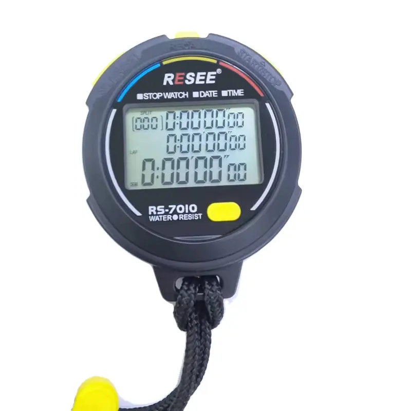 Resee sport count multi lap stopwatch 3 displays 10 memories 1/1000 mini digital laps sports gym stopwatchs RS-7010