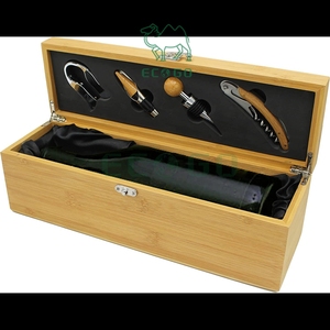 Elegante caja de vino de madera personalizada, ceremonia de aniversario, soporte <span class=keywords><strong>para</strong></span> caja de vino de boda <span class=keywords><strong>para</strong></span> parejas, Accesorios de Vino de bambú grabados personalizados - Product Image 4