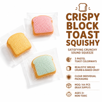 Jouet Squishy Southpeak en forme de bloc de pain grillé croustillant, texture souple en polymère, 3 couleurs pastel, vente en gros OEM
