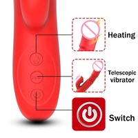 Leckender Stoßender Dual-Vibrator Teleskopischer Vibrations-Wärme-Dildo Frauensextoys Heizender G-Punkt-Stab Vibratoren