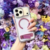 Coque de téléphone transparente à paillettes et diamants pour iPhone 17 Pro Max 16 Pro Max, magnétique, antichoc, avec béquille invisible pliable