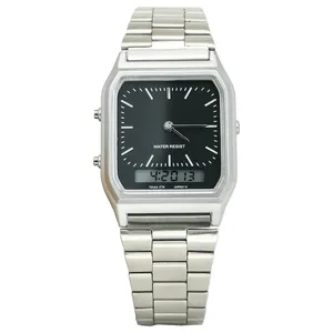 Đồng hồ đeo tay kỹ thuật số nam nữ bằng thép không gỉ cổ điển, logo tùy chỉnh, hiển thị kép kỹ thuật số và <span class=keywords><strong>analog</strong></span>, chống nước - Product Image 3