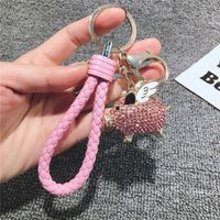 Porte-clés porte-monnaie cochon avec strass en cristal Porte-clés porte-monnaie voiture Animal étincelant Porte-clés en métal accessoires bling Bijoux pour femmes