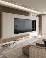 Meubles de dernière conception - Table à manger luxueuse - Salon - Meuble TV moderne avec cheminée LCD - Meuble de séparation en bois