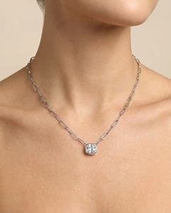 Bán Buôn <span class=keywords><strong>14K</strong></span>/18K Vàng Bezel Set Vuông Kim Cương Phụ Nữ Kẹp Giấy Vòng Cổ Thời Trang Hợp Thời Trang Đồ Trang Sức Với Liên Kết Chuỗi - Product Image 6