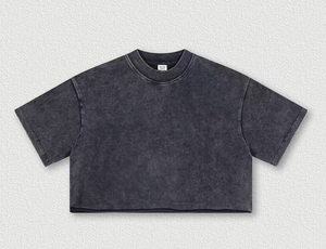 เสื้อยืดผู้หญิงทรงสลิมฟิต ตัดสั้น แต่งยับ สไตล์วินเทจ ผ้าคอตตอน 100% หนานุ่ม พิมพ์โลโก้ตามสั่ง - Product Image 2