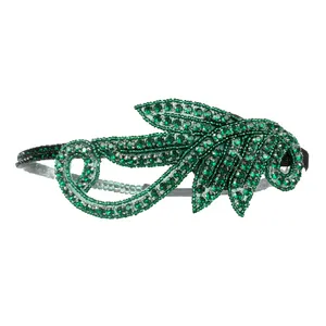 Accessoires cheveux Gatsby pour femme, serre-tête à cristaux verts, accessoire pour Costume de fête, bandeau, nouveau Style, 1920, 2019