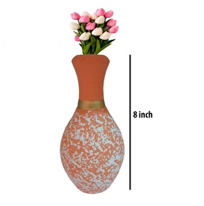 Florero de madera naranja para decoración del hogar - Product Image 1
