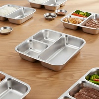 Boîte à bento carrée en acier inoxydable 304 de qualité supérieure, design coréen, 2/3 compartiments, assiettes à dîner divisées, anti-fuite, multi-tailles, réutilisable
