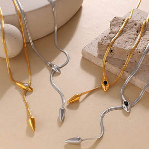 Collar Casual de Oro Pulido de 18k, Cadena Fina de Serpiente de Acero Inoxidable, Collar Lariat para Mujer - Product Image 1