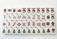 Mahjong de Lujo Acrílico de 4 Capas con Diseño de Árbol de Navidad, Santa Claus y Copos de Nieve Rojos y Verdes, 160 Fichas, Regalo Personalizado