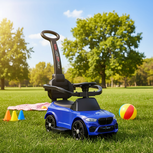 Оптовая продажа: Электрическая четырехколесная машинка-каталка для малышей с ручкой для толкания, детская качалка-машинка для малышей - Product Image 5