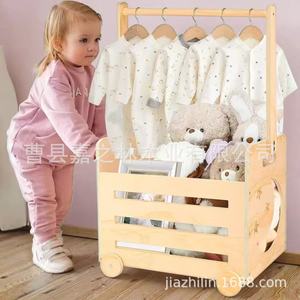 Caja de almacenamiento de madera para bebés, tipo cuadrada grande con ruedas para ropa y juguetes de 0 a 12 meses - Product Image 1
