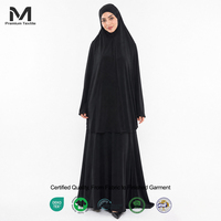 Ensemble de prière noir pour femmes musulmanes, tenue coordonnée en coton évasé, confortable et élégante, style Ramadan, maxi confort