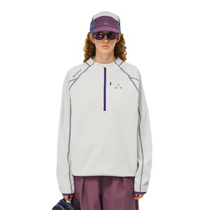 Sweat-shirt unisexe à demi-zip, manches longues, style américain, coupe ample et sportive, avec contraste de couleurs, traitement anti-plis, pour l'automne - Product Image 5