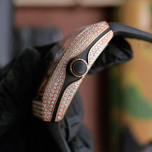 Reloj de Pulsera Mecánico Automático de Alta Gama para Caballero, con Caja Tonneau en Oro Rosa y Diamantes Pavé de Primera Calidad - Product Image 3