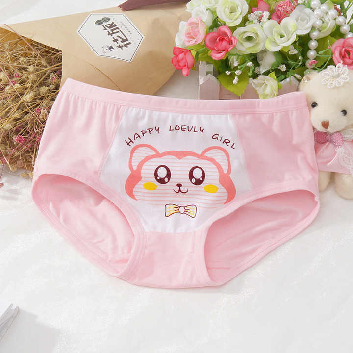 kids girls panties  4個Teenage Girl Underwear Panties Solid Color Girls Boxer Breathable Cotton  White Shorts Casual Kids