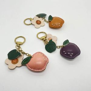 Pink Genuine Leather Cute Fruit Purse Charms New Style Handbag <b>Keychain</b> Car Ornament Leather Fruit <b>Keychain</b> for GIfts - Product Image 4
