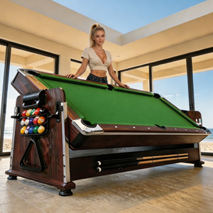 Table de billard multifonction 4-en-1 en MDF de 7 pieds avec rails en cuir, plateau de salle à manger, <span class=keywords><strong>jeu</strong></span> de <span class=keywords><strong>ping</strong></span>-<span class=keywords><strong>pong</strong></span> et de hockey sur air – Prix fabricant - Product Image 1