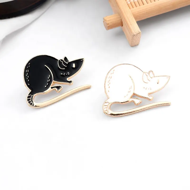Custom Mouse Brooches Animal Badge Bag Shirt Lapel Pin Simple Black White Rats Enamel Pin
