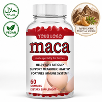 Gummies de Maca Halal Marque Blanche pour l'Énergie et la Vitalité, Complément Végétalien pour l'Équilibre Hormonal Féminin, Soutien des Fesses et des Courbes, 60 unités