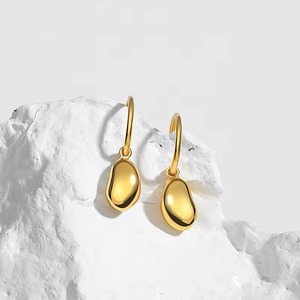 Pendientes de oro de diseño elegante, joyería para mujer, Pendientes colgantes de tuerca con forma geométrica Simple de Plata de Ley 925 - Product Image 5