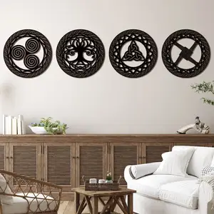 Custom Minimalist 12 inch Celtic Symbol Spiral Wooden Decor Sacred Geometry Round Wood Wall Decor Wall Hanging Decoration