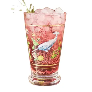 10oz Collins cylinder Standard glass water cup tumbler high ball long drinking highball glasses with new flower design