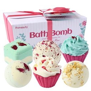 Baño de Burbujas Efervescentes Orgánico Hecho a Mano para Marca Privada, Vegano, Relajante, con Aceites Esenciales, en Forma de Cupcake, con Flores Secas de Rosa de Lujo, para Niños - Product Image 3