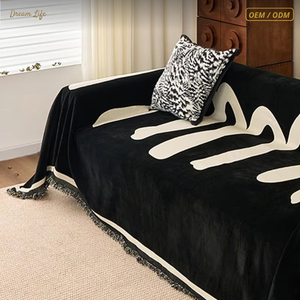 Plaid DLSofa en chenille, idéal toutes saisons, toucher haut de gamme, anti-adhérent aux poils, résistant aux griffures de chat, à rayures - Product Image 1