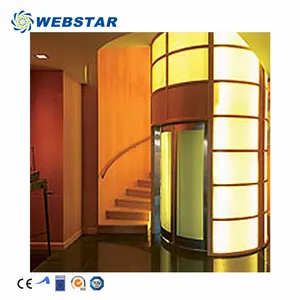 Interior Passenger with ceiling and energy saving lamp Residential Attic Transparent lift Luxury Villa home use elevator
