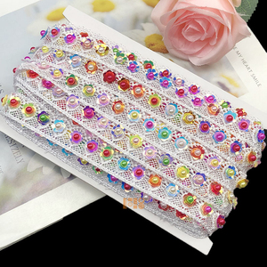 Mới Đến Đầy Màu Sắc Vải May Thủ Công Thủ Công Chất Liệu Vải Ngọc Trai Đính Cườm Ren Ribbon Băng Trim - Product Image 4