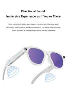 Smart Glasses with Voice Control Bluetooth Function <b>Black</b> <b>Frame</b> Mirrored Lenses - Product Image 4
