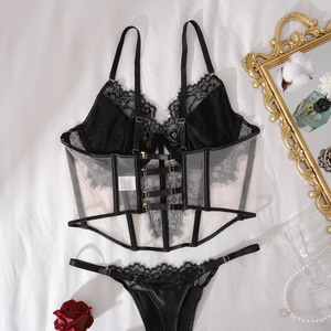 Yicheng <span class=keywords><strong>Fantasy</strong></span> Lingeries Sexy Hot Lace Splicing Bra Slip Underwear Satin Set Fancy Corset Thong Call of the Night Women Erotic - Product Image 6