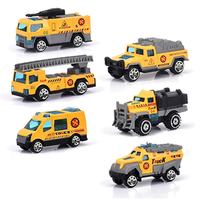 Camion de pompiers en alliage moulé sous pression à l'échelle 1:64 HDX, modèle de voiture de police à rétrofriction, jouets pour garçons, vente chaude
