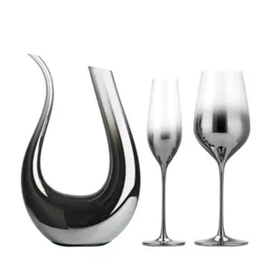 Хрустальное стекло с гальваническим покрытием, серебристо-серый градиентный Американский бокал для красного вина, металлический бокал цвета шампанского, декоративный бокал для трезвы