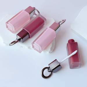 Tubo de brillo labial de 4 ml con anillo, etiqueta privada, aceite labial rosa esmerilado, tubo vacío para brillo labial - Product Image 4