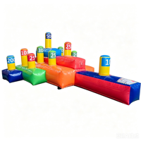 Jeu de lancer d'anneaux gonflable commercial, défi sportif, obstacles gonflables de type « pile driving », jouets d'action pour enfants et adultes