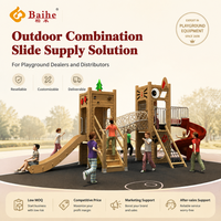 Équipement de terrain de jeux extérieur sur le thème de la cabane dans les arbres, panneau d'activités, structure multi-glissades pour projets de parcs et d'écoles