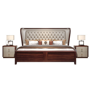 <span class=keywords><strong>Letto</strong></span> Moderno Minimalista in Stile Cinese in Legno Massello con Testiera <span class=keywords><strong>Morbida</strong></span>, Misura Matrimoniale 1.8m, Impiallacciatura in Ebano e Spazio Contenitore Imbottito - Product Image 4